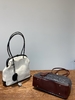 Vegetable-Tanned Cowhide Patchwork Canvas Denim Pocket Shoulder Bag handbag