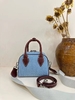 Washed Denim with Imported Vegetable-Tanned Leather Canvas Boston Bag handbag shoulder bag