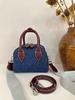 Washed Denim with Imported Vegetable-Tanned Leather Canvas Boston Bag handbag shoulder bag