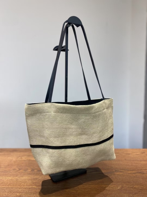 Cotton-Linen and Leather Straps Large-Capacity Tote Shoulder Bag  women's fashion bag