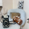 Top-Grain Cowhide Hollow-Out Drawstring genuine leather Phone Bag mini shoulder bag crossbody bag